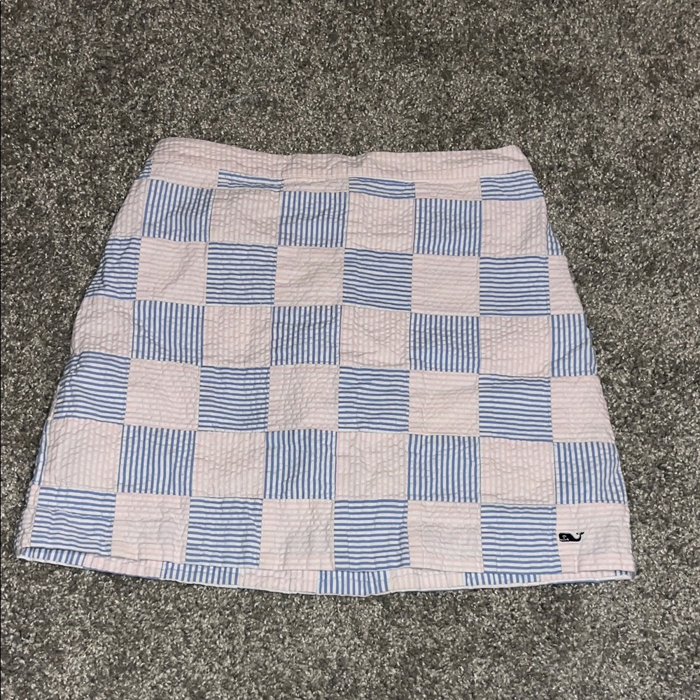 Vineyard Vines Blue, Pink and White Seersucker Stripe Skirt Girls 14